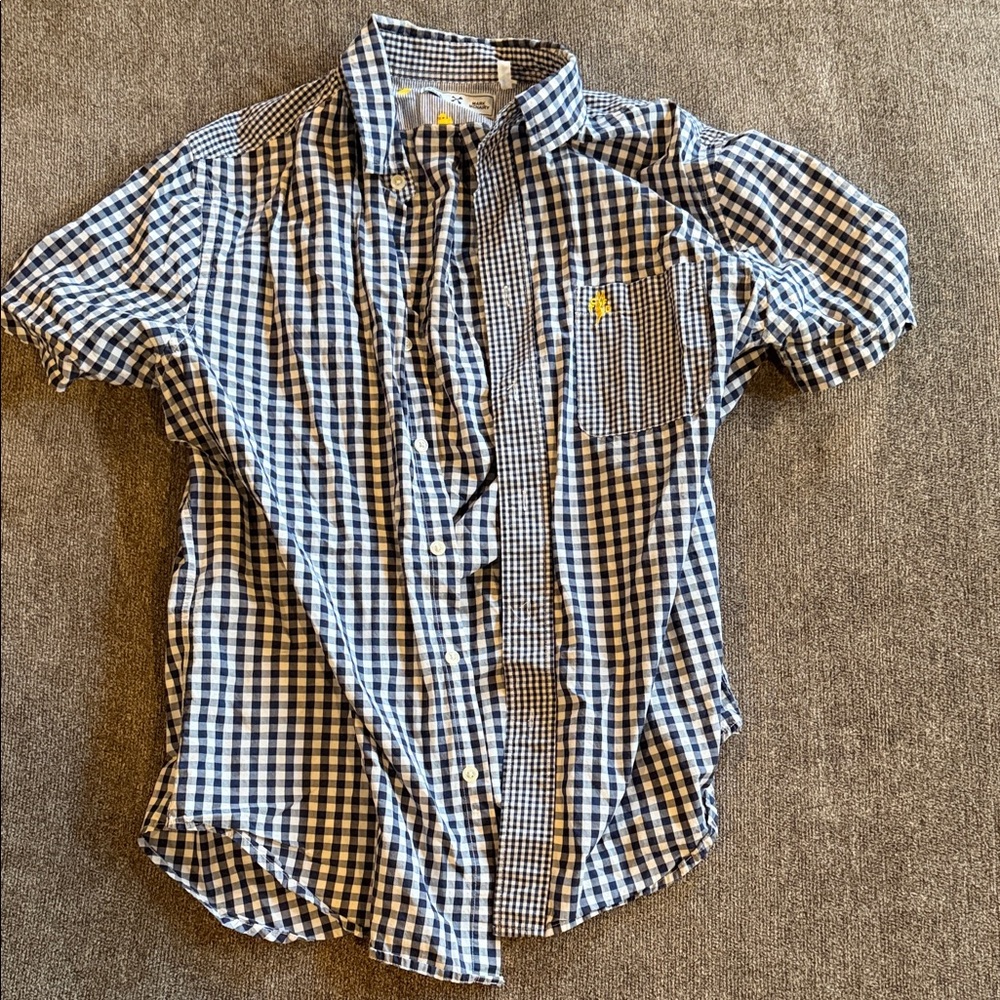 Men’s Five Four x Mark McNairy Navy and White Gingham Shirt Size L